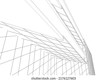Edificio de arquitectura moderna de diseño en 3d