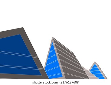 Modern architecture building 3d drawing