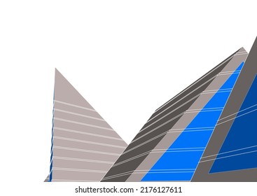 Modern architecture building 3d drawing