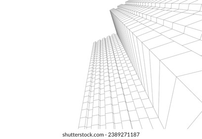 Edificio de arquitectura moderna de diseño en 3d