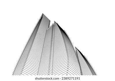 Modern architecture building 3d drawing