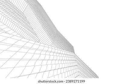 Modern architecture building 3d drawing