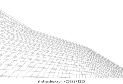 Modern architecture building 3d drawing