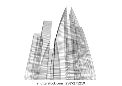 Modernes Gebäude 3D-Zeichnung