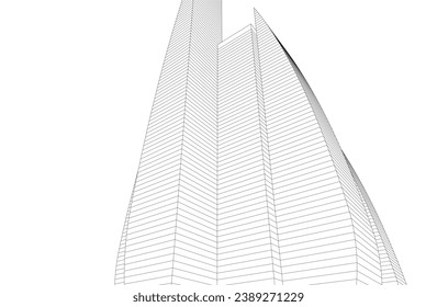 Modernes Gebäude 3D-Zeichnung
