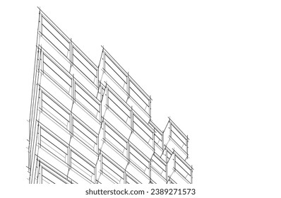Edificio de arquitectura moderna de diseño en 3d