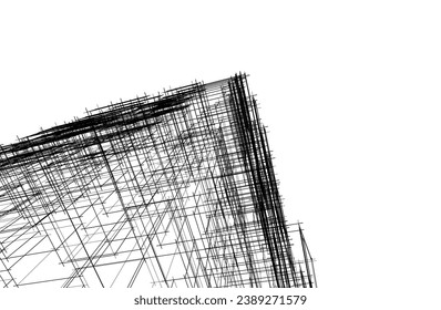 Modern architecture building 3d drawing