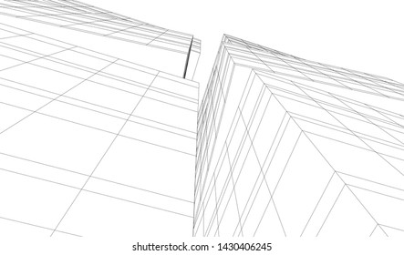 modern architecture building 3d illustration