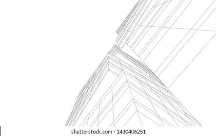 modern architecture building 3d illustration