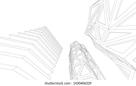 modern architecture building 3d illustration
