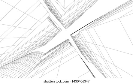 modern architecture building 3d illustration