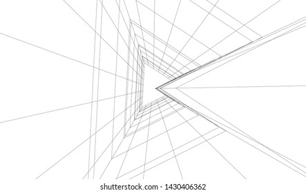 modern architecture building 3d illustration