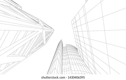 modern architecture building 3d illustration