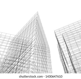 modern architecture building 3d illustration