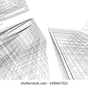 modern architecture building 3d illustration