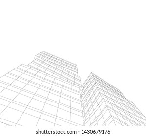 modern architecture building 3d illustration