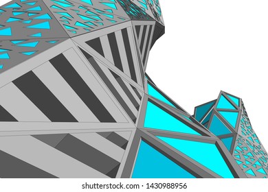 modern architecture building 3d illustration