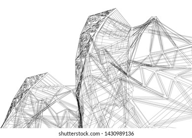 modern architecture building 3d illustration