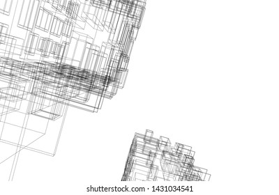 modern architecture building 3d illustration