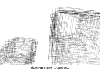 modern architecture building 3d illustration