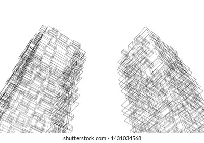 modern architecture building 3d illustration
