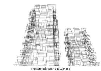 modern architecture building 3d illustration