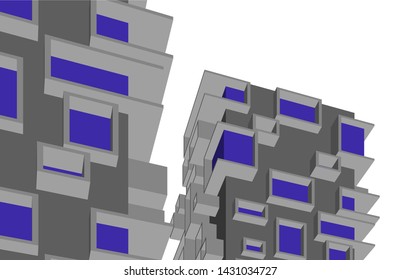 modern architecture building 3d illustration