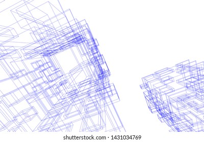 modern architecture building 3d illustration