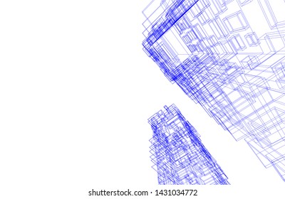 modern architecture building 3d illustration