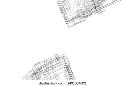 modern architecture building 3d illustration