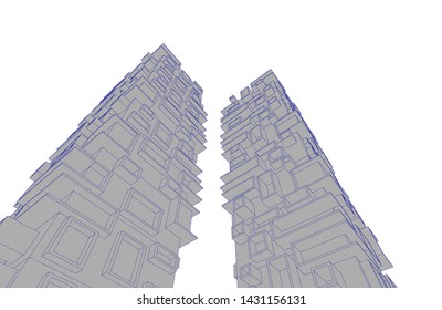 modern architecture building 3d illustration