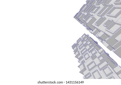 modern architecture building 3d illustration
