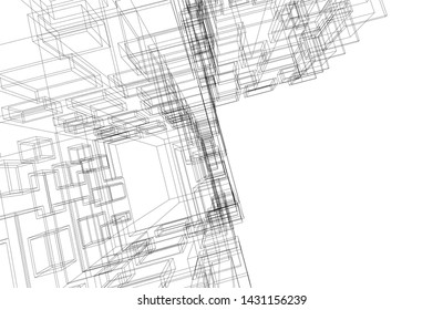 modern architecture building 3d illustration