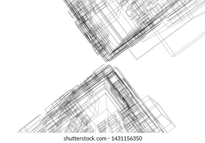 modern architecture building 3d illustration