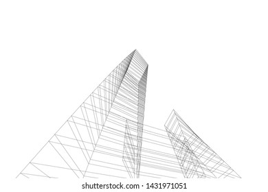 modern architecture building 3d illustration