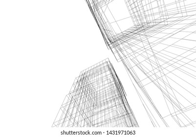 modern architecture building 3d illustration