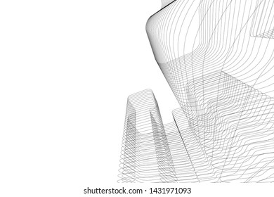 modern architecture building 3d illustration