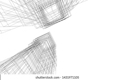 modern architecture building 3d illustration