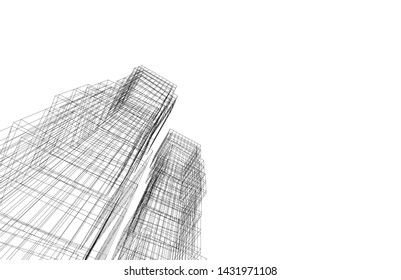 modern architecture building 3d illustration