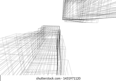 modern architecture building 3d illustration