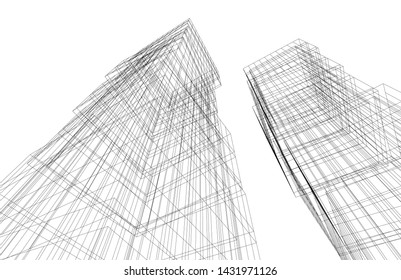 modern architecture building 3d illustration
