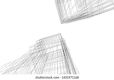 modern architecture building 3d illustration