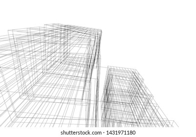 modern architecture building 3d illustration