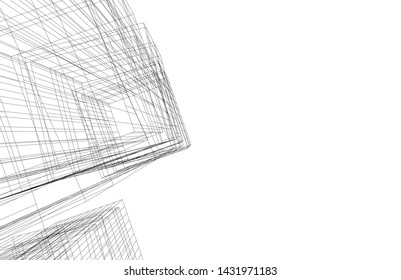 modern architecture building 3d illustration