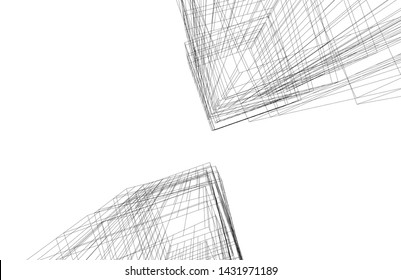 modern architecture building 3d illustration