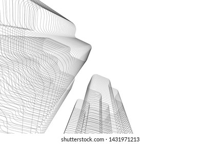 modern architecture building 3d illustration