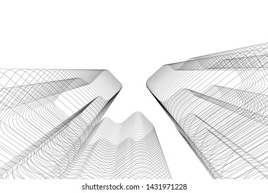 modern architecture building 3d illustration