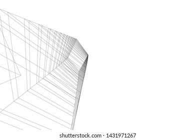 modern architecture building 3d illustration