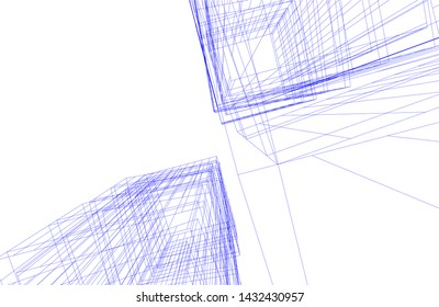 modern architecture building 3d illustration