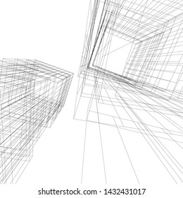 modern architecture building 3d illustration